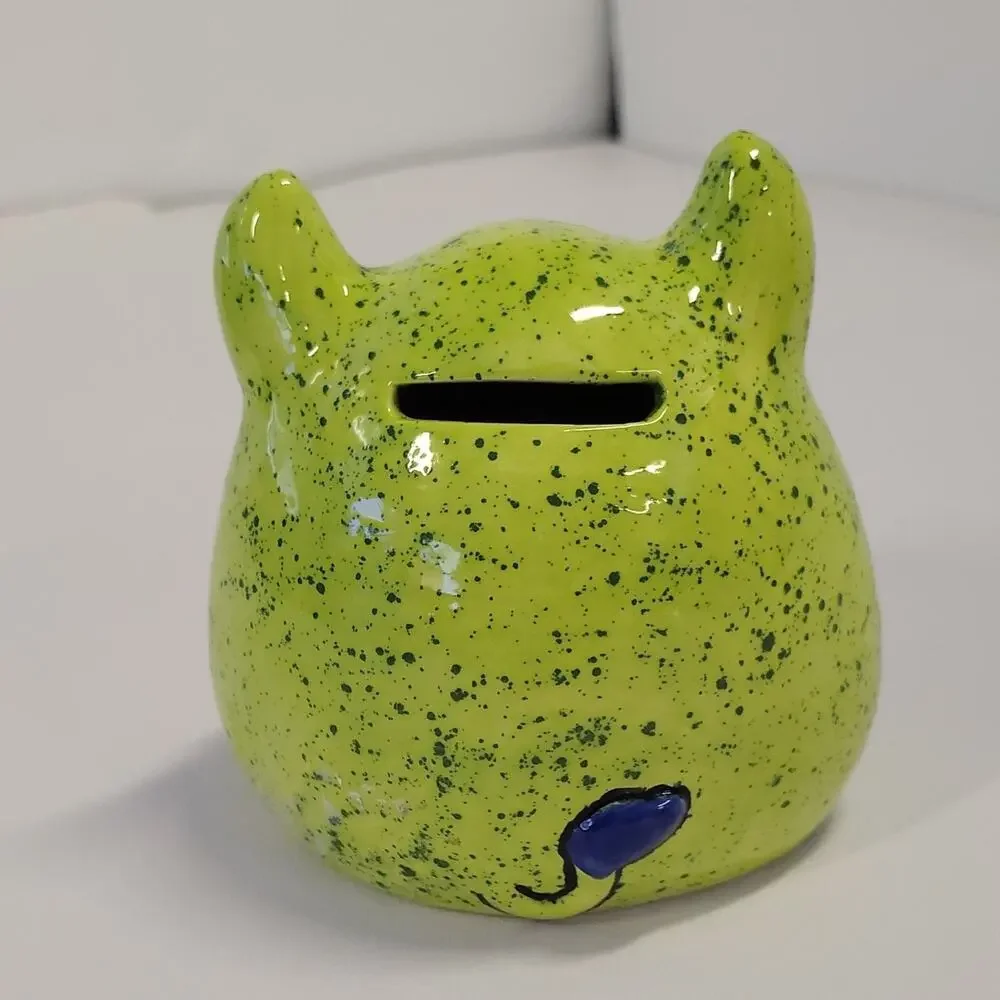 Monster Piggy Bank Ceramic Hand-painted 4